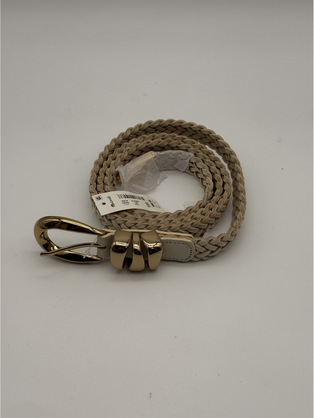 Madewell Braided Leather Belt with Gold Buckle - Size XL/XXL